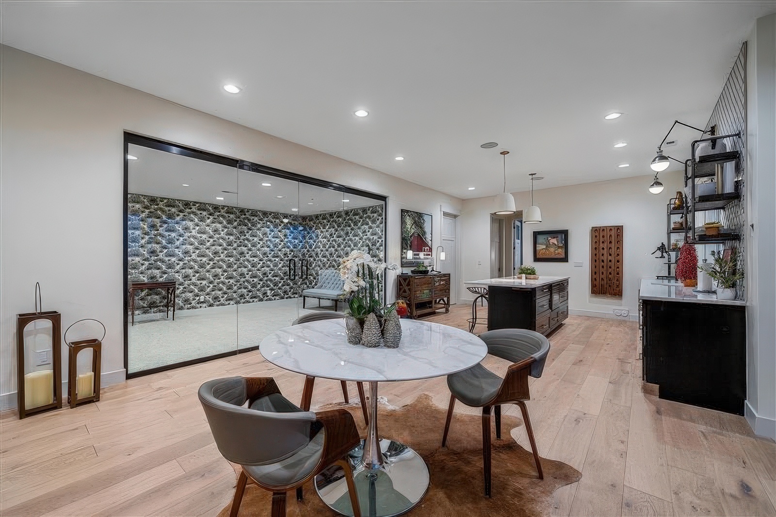 glass wall and doors in home